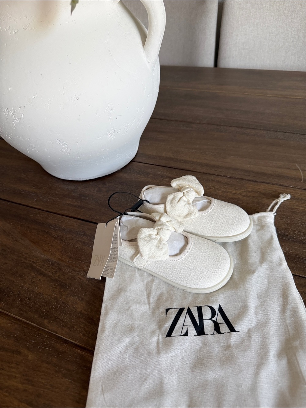 ZARA Baby White Bow Slip-On Shoes